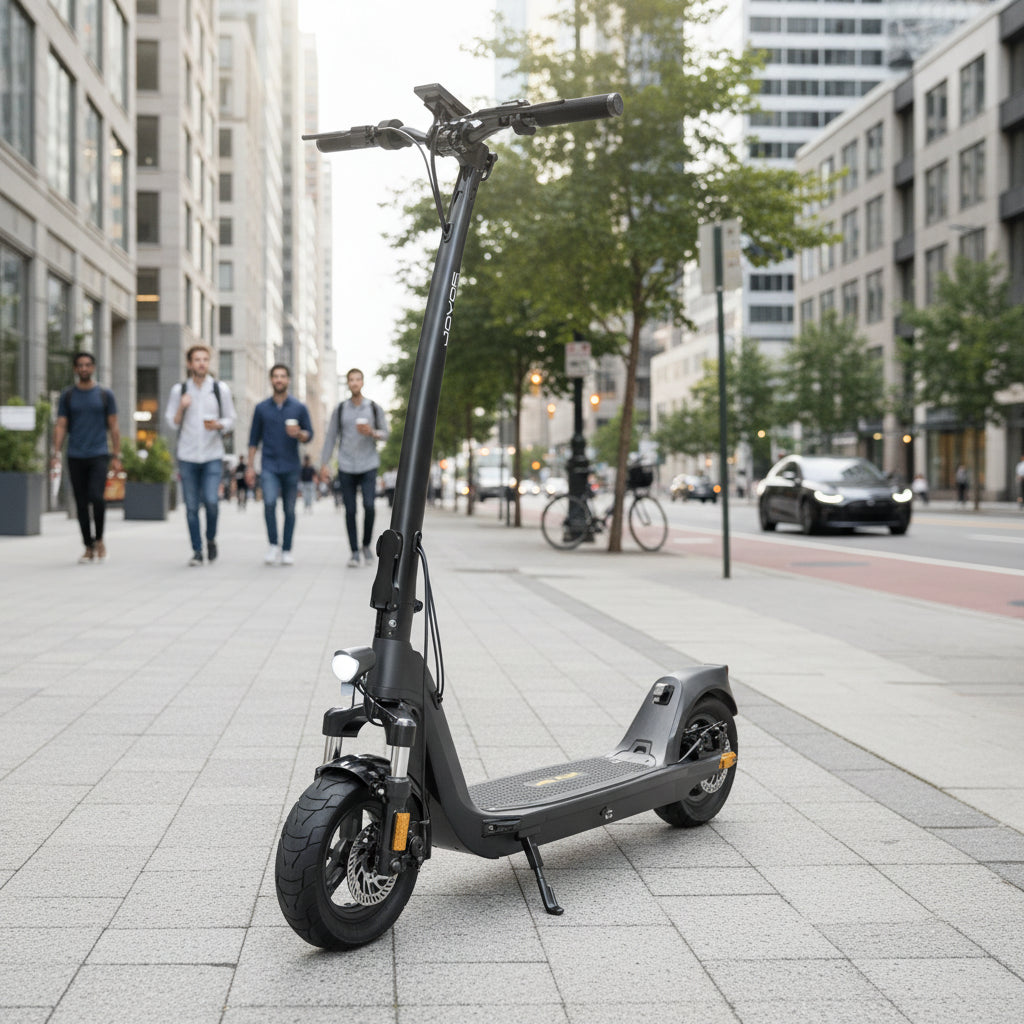 Joyor C10-E ABE Electric Scooter with 500W Motor, Foldable Design and Long Range Battery.