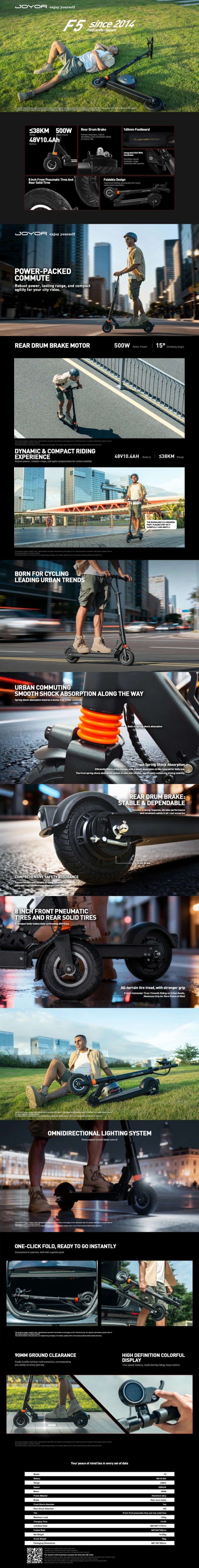 Joyor_F5_electric scooter product detail images.