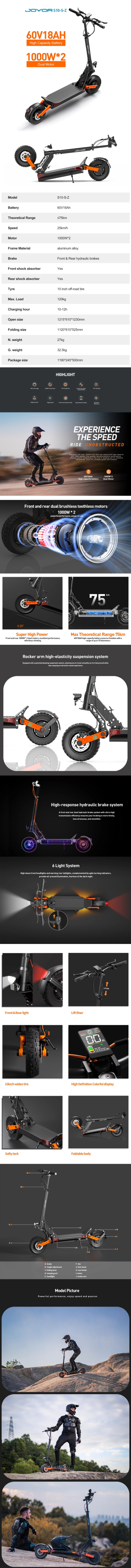 Joyor_S10-S-Z_electric scooter product detail images.
