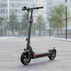 JOYOR Y6-S electric scooter for adults parked on a modern city street, featuring a sleek design and reliable urban commuting performance.